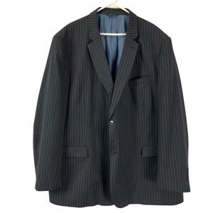 COOGI LUXE Men's 56L Charcoal Pinstripe Wool Blend Lined Blazer Jacket
